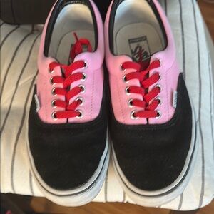 Vans Pink and Black Sneakers with Classic Skate Design EUC